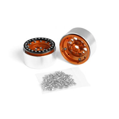 1.9'' Hliníkové beadlock disky pro 1/10 crawler/expedice oranžové - 2 ks