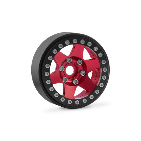 1.9'' Hliníkové beadlock disky šestipaprskové pro 1/10 crawler/expedice červené - 2 ks
