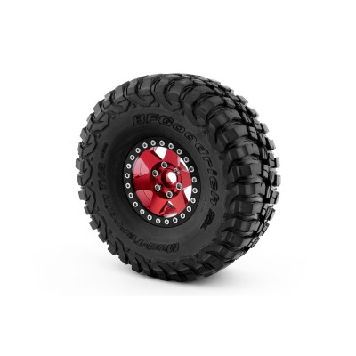 1.9'' Hliníkové beadlock disky šestipaprskové pro 1/10 crawler/expedice červené - 2 ks