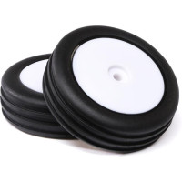 Tartalék alkatrész RC modellautókhoz Losi 1:16 Mini-B BL: kerék Wide Body Rib gumival, elöl, fehér tárcsa (2 db).