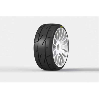 PMT 1/8 GT RALLY 18 "Super Soft" směs - nalepené, bílé Q1 disky, 2 ks.