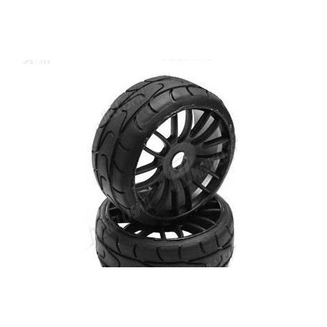 PMT 1/8 GT RALLY 18 "Soft" směs - nalepené, černé CARBON Q3 tvrdé disky, 2 ks.