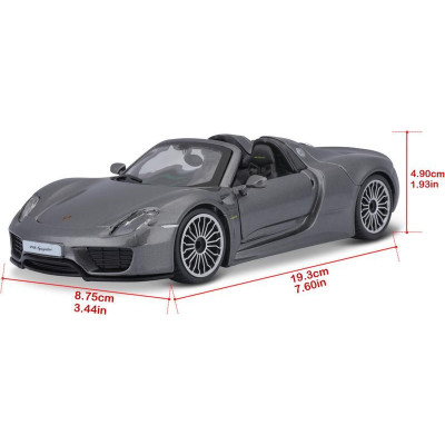 Bburago Plus Porsche 918 Spyder 1:24 stříbrná
