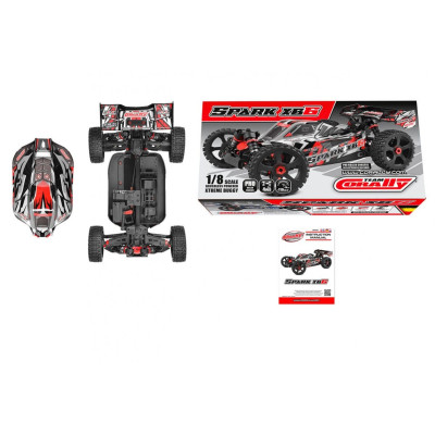 SPARK XB-6 - BUGGY 4WD - ROLLER šasi - bez elektroniky - červená