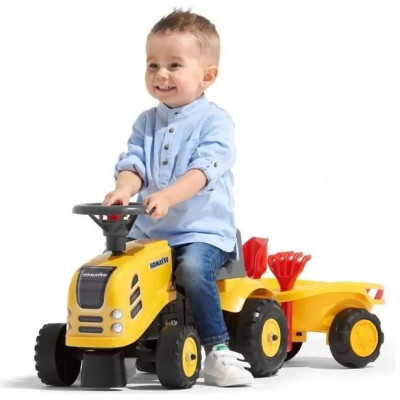 FALK - Dětské odrážedlo Baby Komatsu s vlečkou, lopatkou a hrabičkami