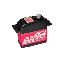 Nagyon erős és nagyon gyors digitális standard 63g-os szervó kefe nélküli motorral és fém fogaskerekekkel, 6,0-8,4V tápfeszültség tartományban, 2xBB. Ideális 600-as méretű helikopterekhez. 12,2kg.cm tolóerő, 0,13s/60° sebesség 6,0V-on, 15,2kg.cm tolóerő, 0,10s/60° sebesség 7,4V-on, 15,7kg.cm tolóerő, 0,09s/60° sebesség 8,2V-on. Méretek 40x20x40mm, súly 63g. Alumínium középső rész a tökéletes hűtés érdekében. DSP-1 programozóval programozható.