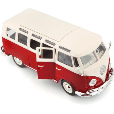 Maisto Volkswagen Van Samba 1:25 bílo/červená