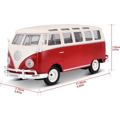 Maisto Volkswagen Van Samba 1:25 bílo/červená