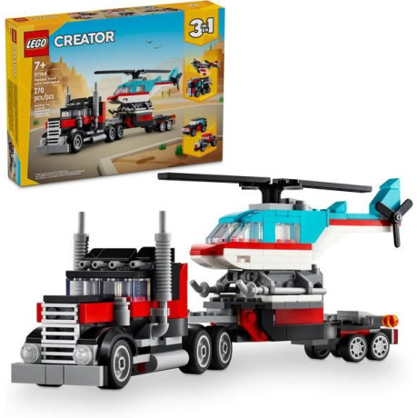 LEGO Creator - Náklaďák s plochou korbou a helikoptéra