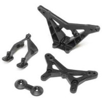 Pótalkatrész Losi Mini-B 1:16 RC modellautóhoz: lengéscsillapító torony elöl és hátul, szárnybetét