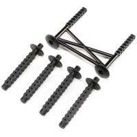 Cserealkatrész RC modellautóhoz LOSI LMT Monster Truck: karosszériatartó hátul, oszlop, fekete.