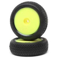 Alkatrész Losi Mini-B 1:16 RC modell autóhoz: kerék Taper Pin gumival, elöl, sárga tárcsa (2 db)