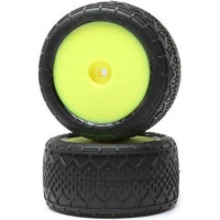 Alkatrész Losi Mini-B 1:16 RC modell autóhoz: kerék BK Bar gumival, hátsó, sárga tárcsa (2 db)