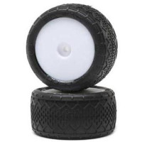 Alkatrész Losi Mini-B 1:16 RC modell autóhoz: kerék BK Bar gumival, hátsó, fehér tárcsa (2 db)