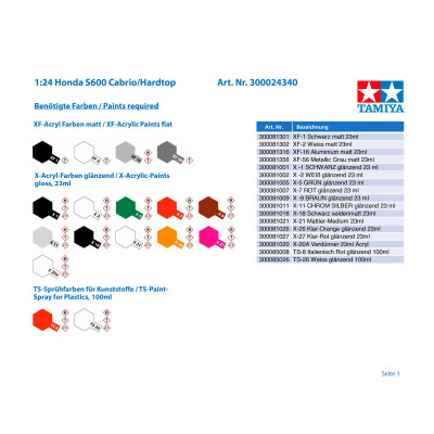 Tamiya 1:24 Honda S600 Convertible/Hardtop