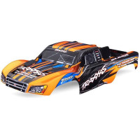 Pótalkatrész Traxxas Slash 2WD, VXL vagy 4x4 RC autó modellekhez: karosszéria narancssárga, gerinctelen. Kész ProGraphix® színezéssel, előre felragasztott matricákkal. Összeszerelt karosszéria első és hátsó rugózatlan reteszekkel.