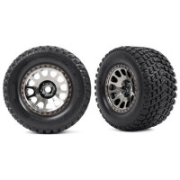 Pótalkatrész RC modellautókhoz Traxxas XRT 8S Ultimate 1:6 4WD: kerék 4.3/5.7", XRT Race fekete krómozott tárcsa, Gravix gumiabroncsok (pár). Az XRT Ultimate Gravix™ gumiabroncsok a nagy sebességnél történő kidudorodás megakadályozása érdekében a karkaszban egy könnyű övvel rendelkeznek.