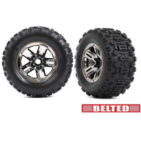 Traxxas kolo 3.8", disk černý chrom, pneu Sledgehammer belted (2)