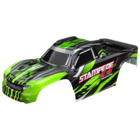 Traxxas Stampede 4X4 Brushless zöld karosszéria (gombok nélkül). Festett, összeszerelt karosszéria, beleértve a rugó nélküli rögzítő konzolt is.