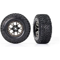 Komplett kerekek RC modellekhez SCT 1:10 (2WD elöl). Tárcsa Raptor R fekete króm, BFGoodrich T/A KO2 gumiabroncsokkal és betéttel. Tárcsa mérete 2,2/3,0". Teljes méret 114x43 mm (4,5″ x 1,7″). A hordozó 12 mm-es hatszögletű.