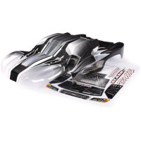 Traxxas Slash 2WD ProGraphix karosszéria, matricás ívvel együtt. Válassza ki a saját színezését, használja az előre nyomtatott grafikákat, hogy saját színes kreációkat hozzon létre. Azonnali professzionális eredmény! A karosszéria teljes mértékben le van vágva, előre kifúrt lyukakkal. Védő overspray fólia.