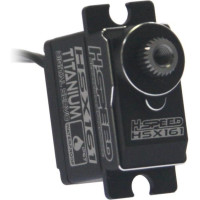 Digitális szervó H-Speed HSX501 RC modellautókhoz 1:16-1:18, nyomaték 2.2-4kg.cm @ 4.8-8.4V, sebesség 0.130-0.088s/60°. Teljesen alumínium CNC doboz, 2x golyóscsapágy, titán fogaskerekek, mágneses helyzetkódoló, vízálló (IP67), tápellátás 4.8-8.4V, súly 19g, méretek: 22.9x12.8x22mm. 25T milliszekundum.