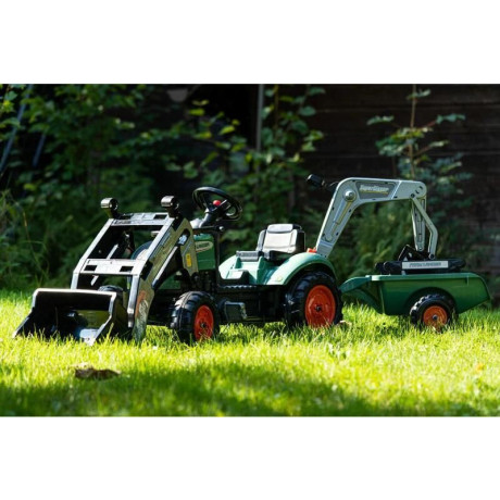 FALK - Šlapací traktor Farm Lander s nakladačem, rypadlem a vlečkou zelený