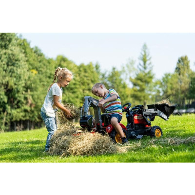FALK - Šlapací traktor Farm Lander s nakladačem, rypadlem a vlečkou červený