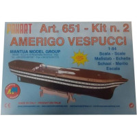 A Mantua Model Amerigo Vespucci 1:84 készletet megvásárolhatja teljes készletként, KR-800741 cikkszámmal, vagy fokozatosan építheti meg 8 kisebb készletből, egy építési fázissal. A #2 készlet tartalmazza az alsó és felső fedélzeti deszkázatot, ablakokat és nyílásokat, részleteket, öntvényeket stb.