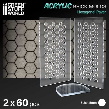 Acrylic molds - Hexagonal Paver 1:35 / Akrylové formy - Šesťhranná dlažba
