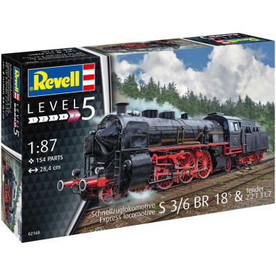 Plastic ModelKit lokomotiva 02168 - Express locomotive S3/6 BR18(5) with Tender 2‘2’T (1:87)