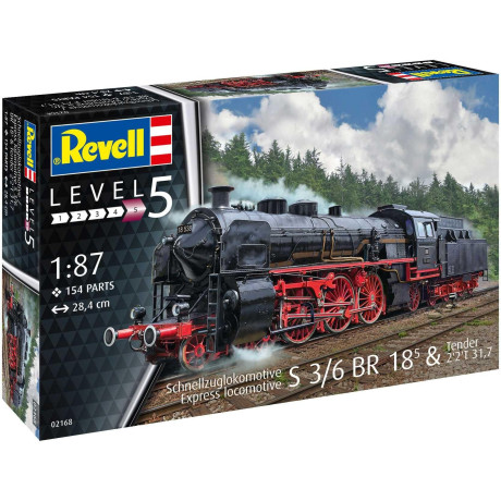Plastic ModelKit lokomotiva 02168 - Express locomotive S3/6 BR18(5) with Tender 2‘2’T (1:87)