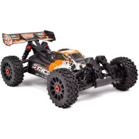 Gyárilag összeszerelt 1/8-as buggy modell egyedülálló ár/teljesítmény aránnyal. Tartalmazza a 2,4 GHz-es adót/vevőt, a 4S LiPo AC kombót és a 25 kg-os szervót fém fogaskerekekkel.