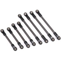 Tuning alkatrész Traxxas TRX-4M RC autó modellekhez: acél alvázrudak. A nagy szilárdságú és tartós összekötőrudakból álló készletet a 162 mm-es tengelytávú TRX-4M High Trail modellre való felszereléshez tervezték.