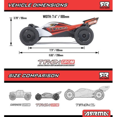 Arrma Typhon Grom 1:18 4WD Smart RTR červená
