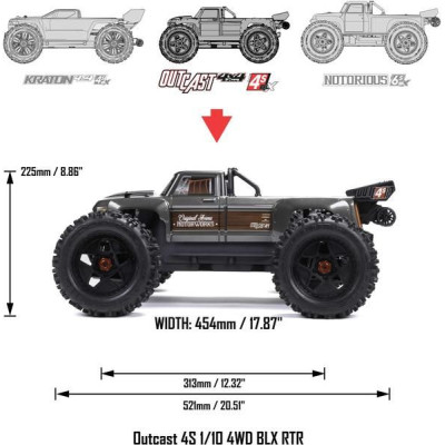Arrma Outcast 4S V2 BLX 1:10 4WD RTR červená