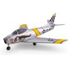 Az első amerikai F-86 Sabre sugárhajtású vadászgép az E-flite ultra-mikro modelljeként, 30 mm-es EDF fúvókán, összeszerelve és azonnal repülésre készen a dobozból. Vezérlőegység AS3X elektronikus stabilizátorral és opcionális SAFE funkcióval.