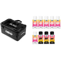 Szilikonolajok készlete a lengéscsillapításhoz és a differenciálműhöz az 1/10 drifthez leginkább használt viszkozitásokban. Egy praktikus nejlonzacskóval együtt.