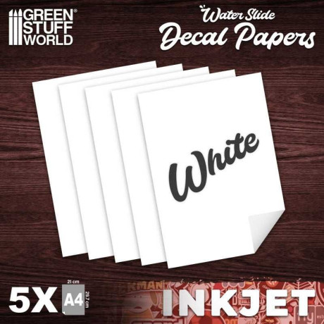 INKJET Waterslide Decal A4-WHITE (pack x5) / INKJET vodolepka A4-BIELA (balenie x5)
