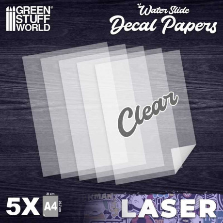 LASER Waterslide Decal A4-CLEAR (pack x5) / LASER vodolepka A4-ČÍRA (balenie x5)
