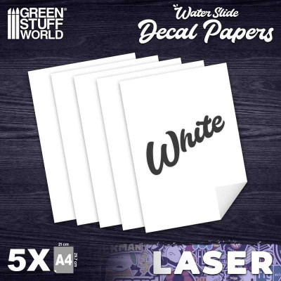 LASER Waterslide Decal A4-WHITE (pack x5) / LASER vodolepka A4-BIELA (balenie x5)