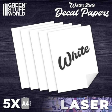 LASER Waterslide Decal A4-WHITE (pack x5) / LASER vodolepka A4-BIELA (balenie x5)