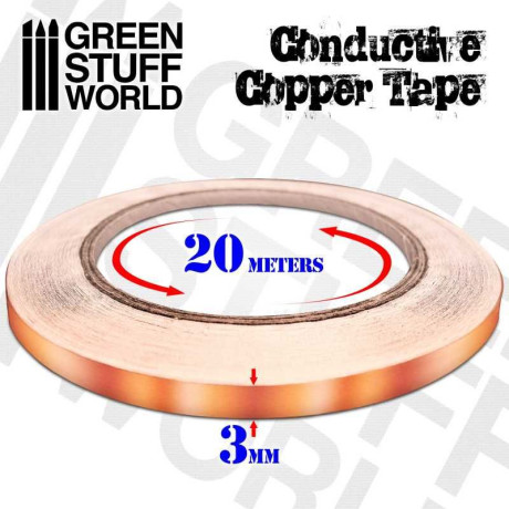 Conductive copper tape - 3mm x 20m / Vodivá medená páska - 3mm x 20m