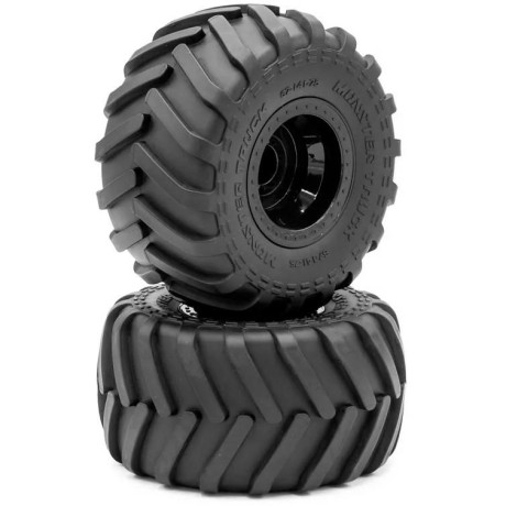 MONSTER TRUCK 141/75mm nalepené gumy, černé disky s 12mm šestihranem, 2 ks.