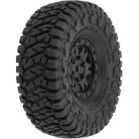 Komplett Pro-Line kerekek RC autó modellekhez Mini Rock Crawler 1:24 - Toyo Open Country 1.0", H7 fekete+ tárcsa (4 db). Méret ⌀58x22mm. A hordozó hatszögletű 7mm. A tárcsa fekete színű, M - közepes keménységű keverék.