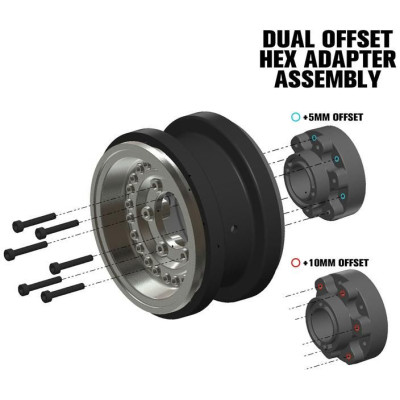 Pro-Line disk 2.9" Black Rhino Armory Gunmetal Aluminum Dual Offset (+5/+10): Axial SCX6