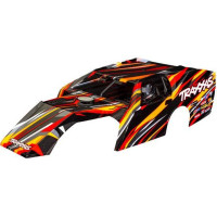 Traxxas Slash Mudboss test narancssárga. Festett, összeszerelt karosszéria, beleértve a rugó nélküli rögzítő konzolt is.