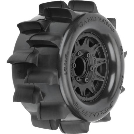 Pro-Line kolo 1:10, pneu 2.8" Sand Paw HP Belted, disk černý Raid 12/14mm (2)