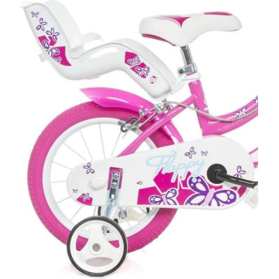 DINO Bikes - Dětské kolo 14" Flappy růžové