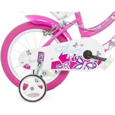 DINO Bikes - Dětské kolo 14" Flappy růžové